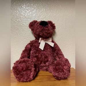 Animal Adventure Unique Maroon colored teddy bear light Orange Bow 15”